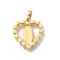 Plastic Imitation Pearl Pendants, with Rack Plating Brass Findings, Long-Lasting Plated, Heart with Saint Charm
