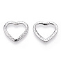 304 Stainless Steel Linking Ring, Hammered, Heart