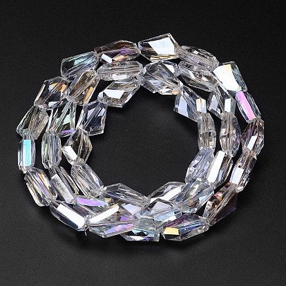 Electroplate Glass Bead Strands, Faceted Polygon, 18x13x7mm, Hole: 1mm, about 40pcs/strand, 27.5 inch