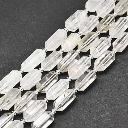 De perlas de cristal de cuarzo natural hebras, cuentas de cristal de roca, facetados, puntiaguda / bala de doble terminación