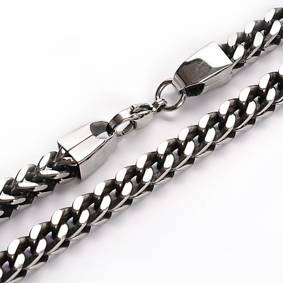 Trendy 304 Stainless Steel Curb Chain Necklace, with Lobster Claw Clasps, 23.6 inch