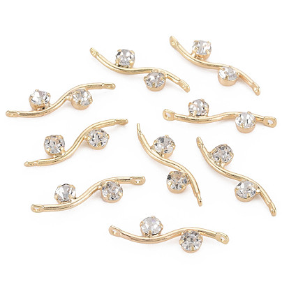 Brass Links, with Cubic Zirconia, Branch, Clear