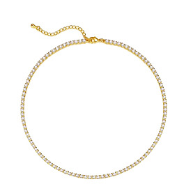 Collier ras du cou étincelant de diamants pour femmes - à la mode, chaîne de collier de verrouillage minimaliste et polyvalente