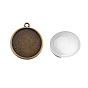 Pendant Making Sets, with Alloy Pendant Cabochon Settings and Glass Cabochons, Flat Round, Nickel Free