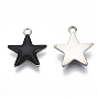 201 Stainless Steel Enamel Charms, Star, Stainless Steel Color