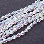 Electroplate Glass Beads Strands, Faceted Oval