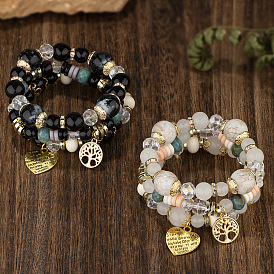 Bohemian Heart Pendant Jewelry - Fashionable Bracelet with Multiple Strands.