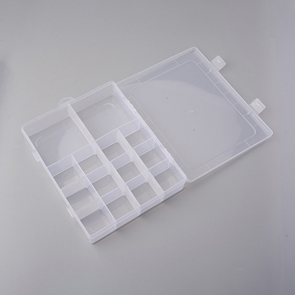 Conteneur de stockage de billes de polypropylène (pp), avec séparateurs et couvercles réglables, 14 compartiments, rectangle