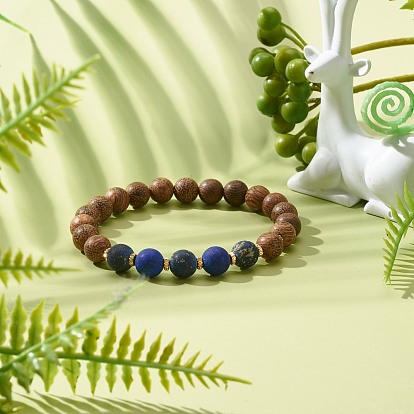 Эластичный браслет из натурального дерева венге для мужчин и женщин, браслет из натуральных смешанных камней в подарок