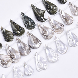 Spray Painted Natural Freshwater Shell Beads Strands, Top Drilled Beads, Teardrop