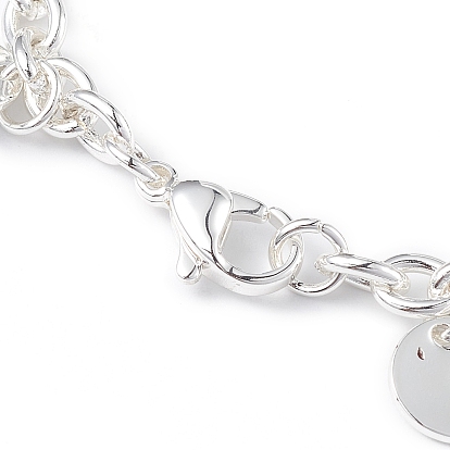 304 bracelets à breloques ronds plats en acier inoxydable avec chaînes forçat pour femmes
