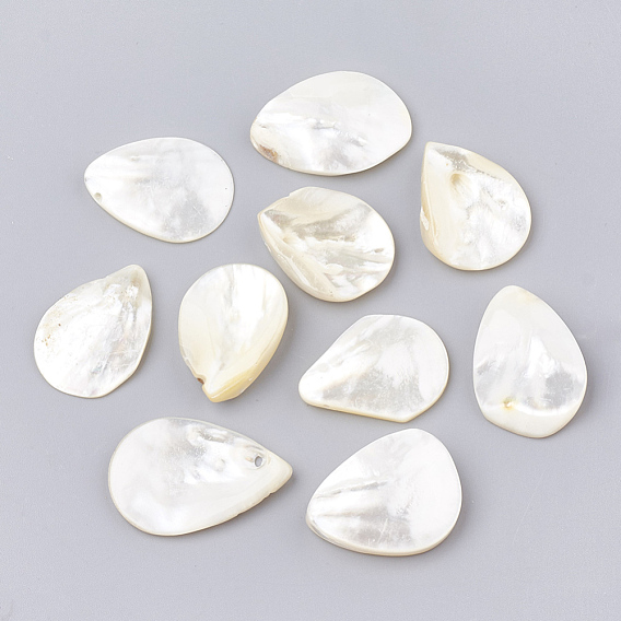 Natural White Shell Beads, Mother of Pearl Shell Beads, Drop