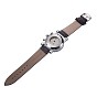 Alloy Watch Head Mechanical Watches, with PU Learther Cord Watch Band