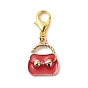 Valentine's Day Theme Alloy Enamel Pendant Decoration, Clip-on Charms, with Zinc Alloy Lobster Claw Clasps, Rose/Lipstick/Heart/Bag/Lip