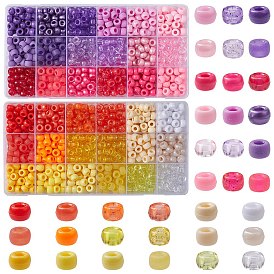 1620Pcs 36 Style Transparent & Opaque Plastic Beads, Glitter Powder & Frosted, Barrel