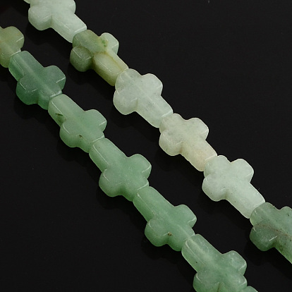 Natural Green Aventurine Bead Strands, Cross