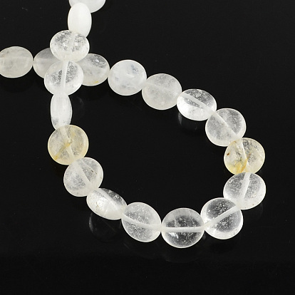 Brins pierre de cristal de perles de quartz naturel, plat rond