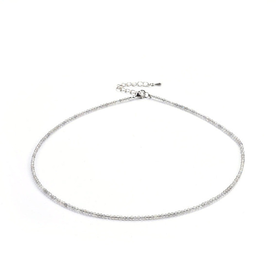 Натуральные лабрадоритные вышитые бисером ожерелья, с латунной фурнитурой , круглые, граненые