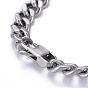 Religion 304 Stainless Steel Cuban Link Chain Bracelets, with Lobster Claw Clasps, Cross