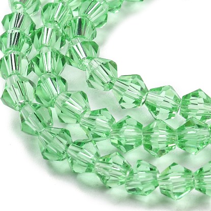 Chapelets de perles en verre transparentes  , facette, Toupie