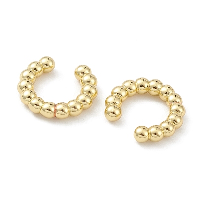 Rack Plating Brass Cuff Earrings, Lead Free & Cadmium Free, Long-Lasting Plated, C-shape