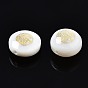 Freshwater Shell Beads, Golden Metal Enlaced, Flat Round with Tree
