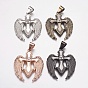 304 Stainless Steel Pendants, Ion Plating (IP), with Rhinestone, Wing with Cross
