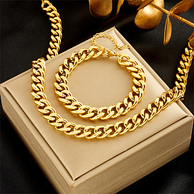 Retro Metal Hip-hop Punk Gold Plated Jewelry Set with Titanium Steel Accessories