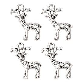 Tibetan Style Alloy Pendants, Christmas Reindeer/Stag, Lead Free and Cadmium Free, and Nickel Free, 23.5x19x2.5mm, Hole: 2mm