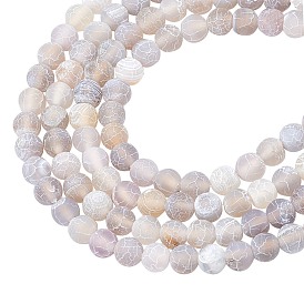 ARRICRAFT Natural & Dyed Crackle Agate Bead Strands, Frosted Style, Round