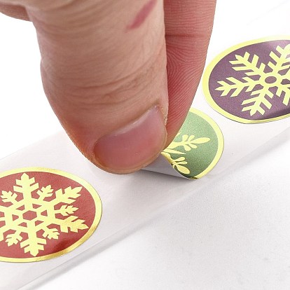 Рождественские тематические плоские круглые наклейки в рулоне, самоклеящиеся бумажные наклейки, для партии, декоративные подарки