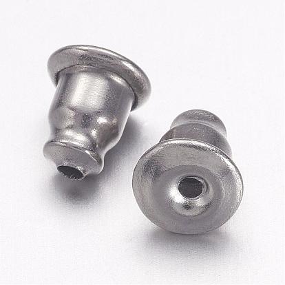 304 Stainless Steel Ear Nuts, Bullet Earring Backs, 6x5mm, Hole: 1mm