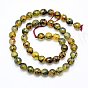 Natural Dragon Veins Agate Beads Strands, Dyed, Faceted, Round, Dark Khaki