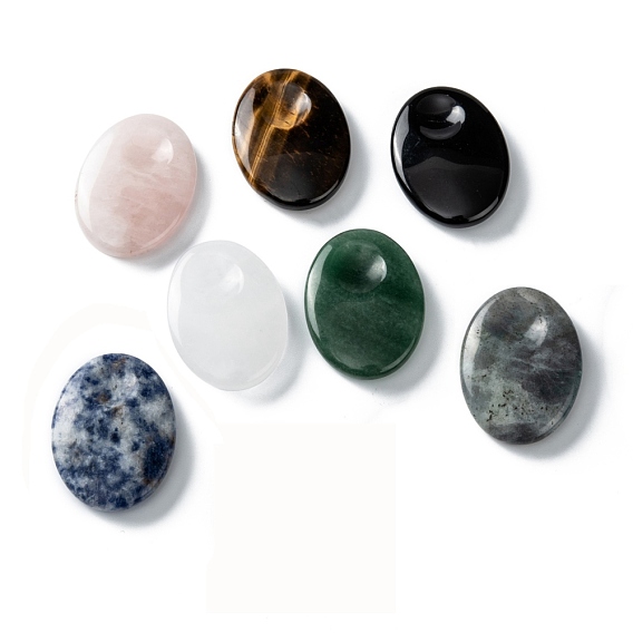 Natural & Synthetic Gemstone Massage, Thumb Worry Stone for Anxiety Therapy, Oval,