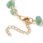 Bracelet de cheville perlé avec éclats de pierres précieuses et 304 chaînes en acier inoxydable pour femme, or