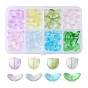 80Pcs 8 Styles Spray Painted Transparent Glass Beads, Tulip Flower & Leaf