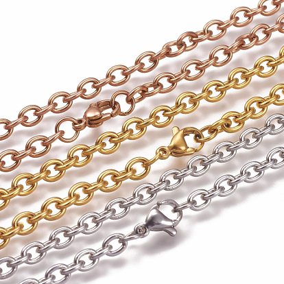 304 Stainless Steel Cable Chain Anklets, with Lobster Claw Clasp
