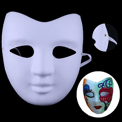 Masque de mascarade bricolage non peint, masque en papier uni blanc pour la décoration de fête