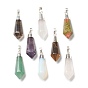 Mixed Gemstone Pendants, with Silver Brass Findings, Faceted, Bullet