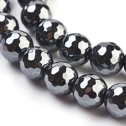 Non-Magnetic Synthetic Hematite Beads Strands, Faceted, Round