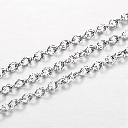 Placage ionique (ip) 304 chaînes porte-câbles en acier inoxydable, pour la fabrication de bijoux, non soudée, ovale