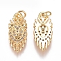 Brass Micro Pave Cubic Zirconia Pendants, with Jump Ring, Long-Lasting Plated, Lion
