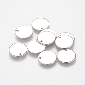 304 encantos de etiquetas en blanco de estampado de acero inoxidable, plano y redondo