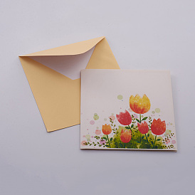 3D Tulips Pop Up Greeting Cards, for Mother's Day Valentine's Day Birthday Thanksgiving Day Congratulations