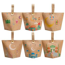 Ramadan Kraft Paper Candy Packaging Box with Handle, Candy Gift Totes