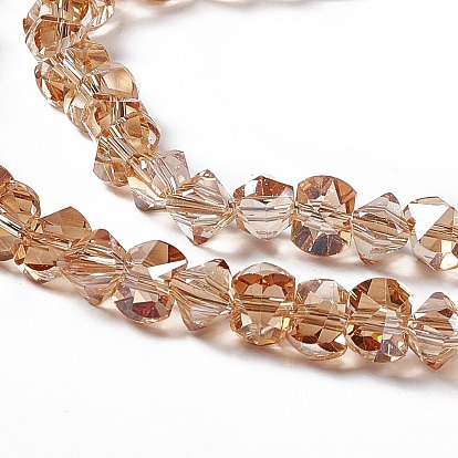Transparentes perles de verre de galvanoplastie brins, perle plaquée lustre, facette, bowknot