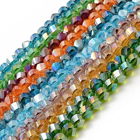 Perles en verre electroplate, de couleur plaquée ab , facette, torsion