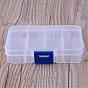 8 Compartments Polypropylene(PP) Bead Storage Containers, Rectangle, 10.8x7x2.3cm, Hole: 6mm
