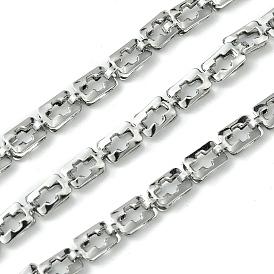 304 Stainless Steel Rectangle with Cross Link Chains, Soldered, with Spool