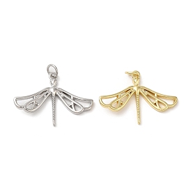Eco-Friendly Brass Pendants, with Jump Ring, Lead Free & Cadmium Free, Dragonfly Charm
